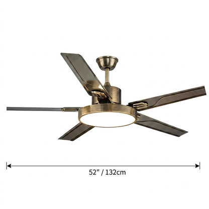 Modern White & Bronze Ceiling Fan with Integrated LED Light