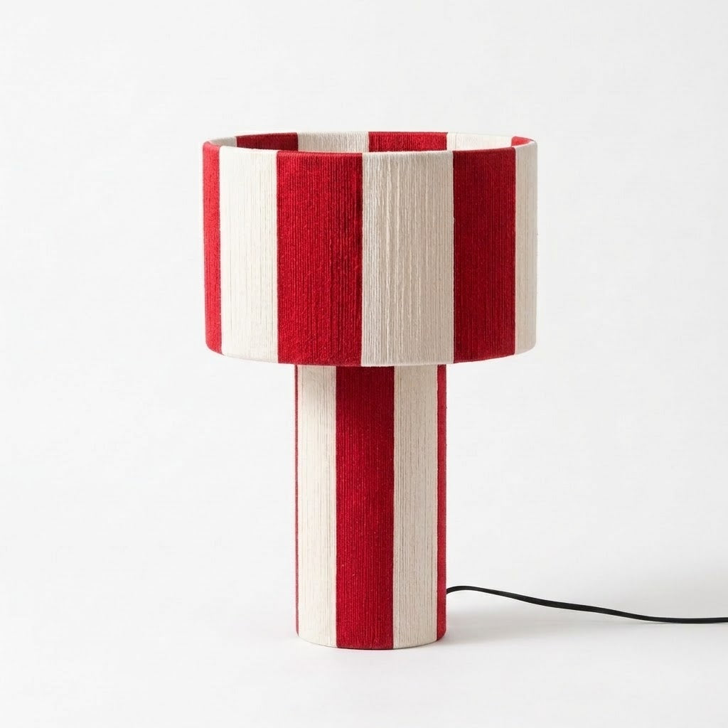 Modern Striped Cotton Cord Table Lamp – Decorative Bedside Light