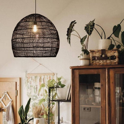 Basket Rattan Woven Pendant Light Shades Black
