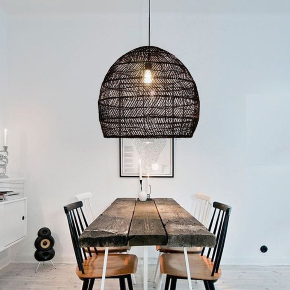 Basket Rattan Woven Pendant Light Shades Black