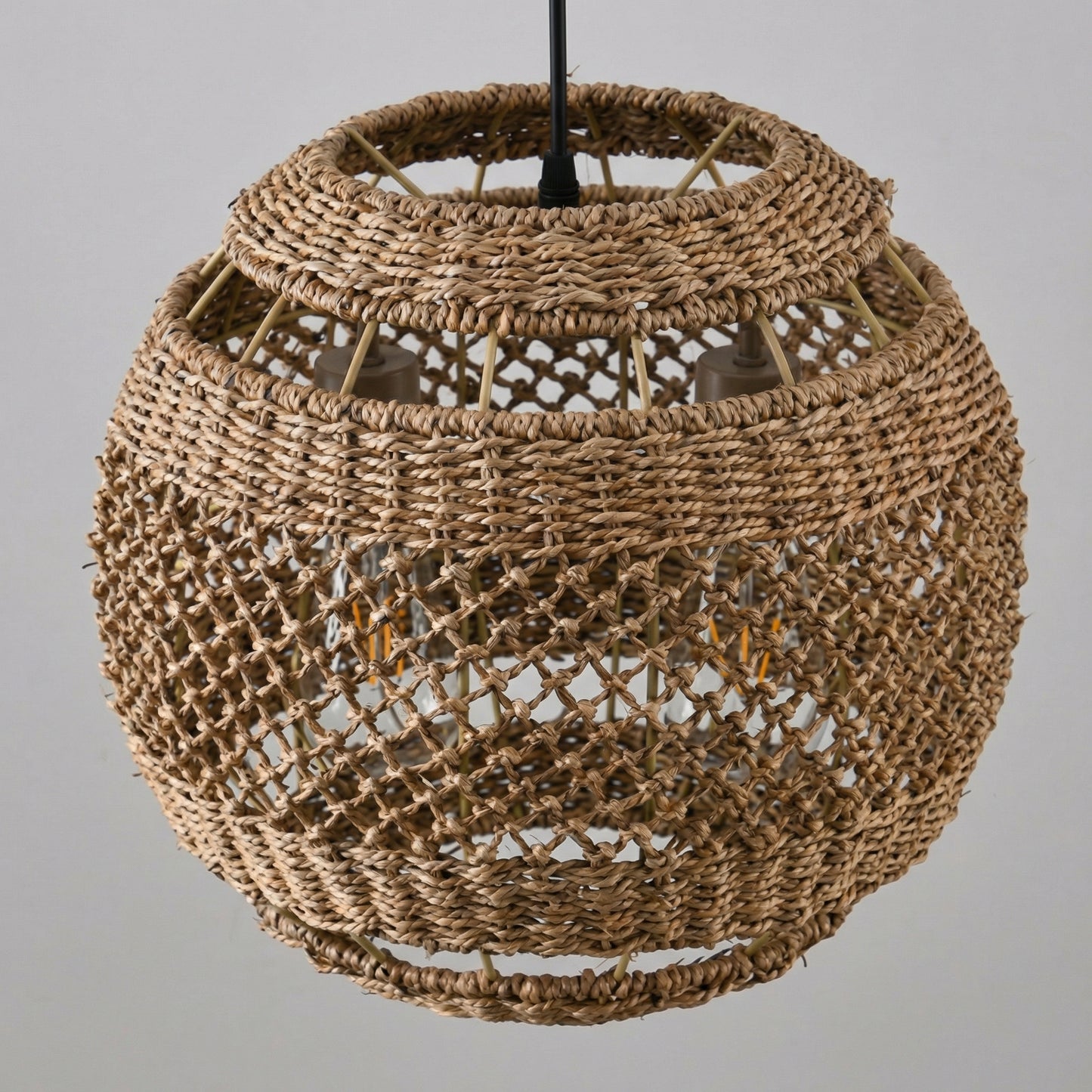 Hand-Woven Rattan Pendant Light - Modern Boho Coastal Ceiling Fixture