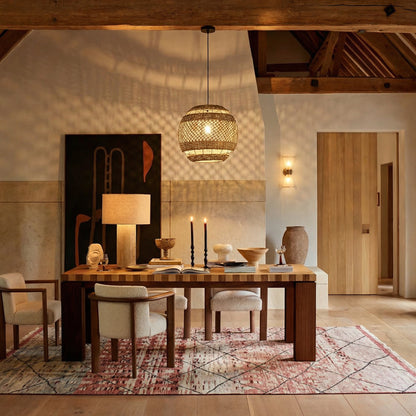 Hand-Woven Rattan Pendant Light - Modern Boho Coastal Ceiling Fixture