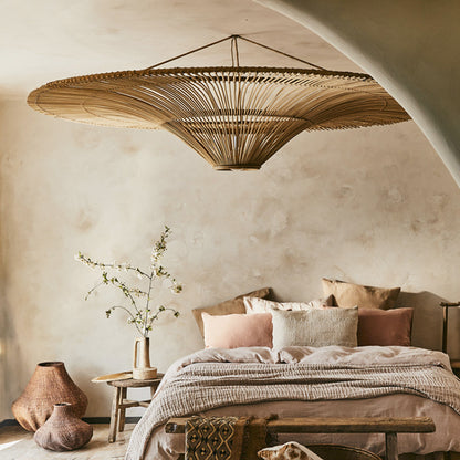 Large Rattan Pendant Light/80 cm/Modern/Ceiling Lamp/Dining room-[Modern pendant lighting for bedroom and living space]-Demolights UK