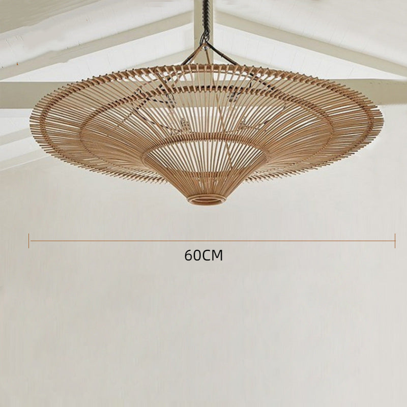 Hand-Woven Rattan Pendant Light - Large Boho Hat Chandelier for Home