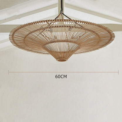 Hand-Woven Rattan Pendant Light - Large Boho Hat Chandelier for Home