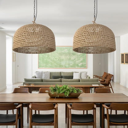 Retro Pendant Lights Hemp Rope Woven Lampshade