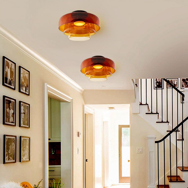 Creative Glass Ceiling Light Multi-Layer Pendant Lampshade-[Modern pendant lighting for bedroom and living space]-Demolights UK
