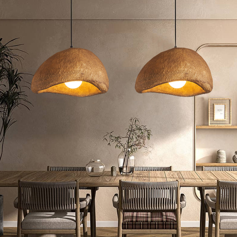 Nordic Brown Resin Oval Pendant Light-[Modern pendant lighting for bedroom and living space]-Demolights UK