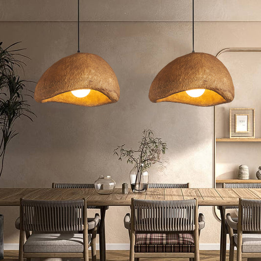 Nordic Brown Resin Oval Pendant Light-[Modern pendant lighting for bedroom and living space]-Demolights UK