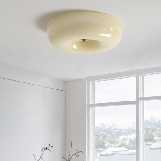 Cream Pudding Round Ceiling Lamp Living Room-[Modern pendant lighting for bedroom and living space]-Demolights UK
