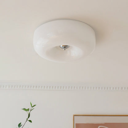 Cream Pudding Round Ceiling Lamp Living Room