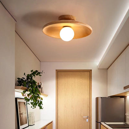Flush Mount Solid Wooden Ceiling Light