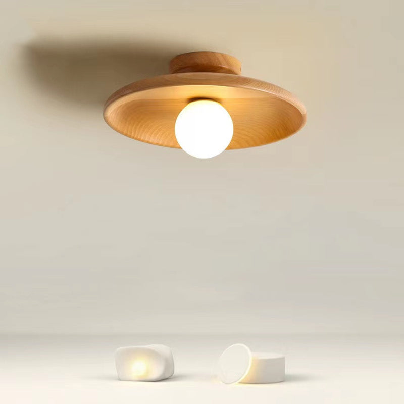 Flush Mount Solid Wooden Ceiling Light