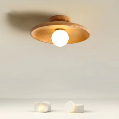 Flush Mount Solid Wooden Ceiling Light