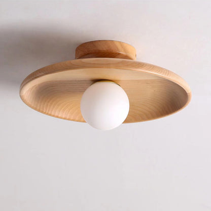 Flush Mount Solid Wooden Ceiling Light