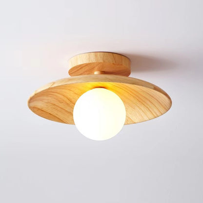 Flush Mount Solid Wooden Ceiling Light