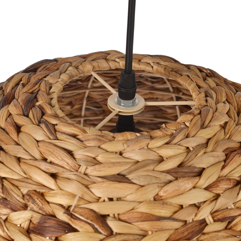 Retro Semicircle Straw Rattan Dining Room Hanging Lampshade