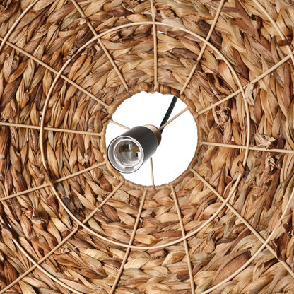 Retro Semicircle Straw Rattan Dining Room Hanging Lampshade
