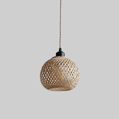 Minimal Bamboo Woven Kitchen Island Hanging Lamp