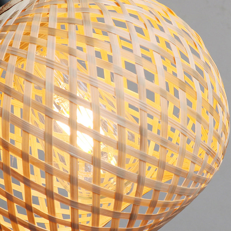 Minimal Bamboo Woven Kitchen Island Hanging Lamp