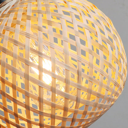Minimal Bamboo Woven Kitchen Island Hanging Lamp