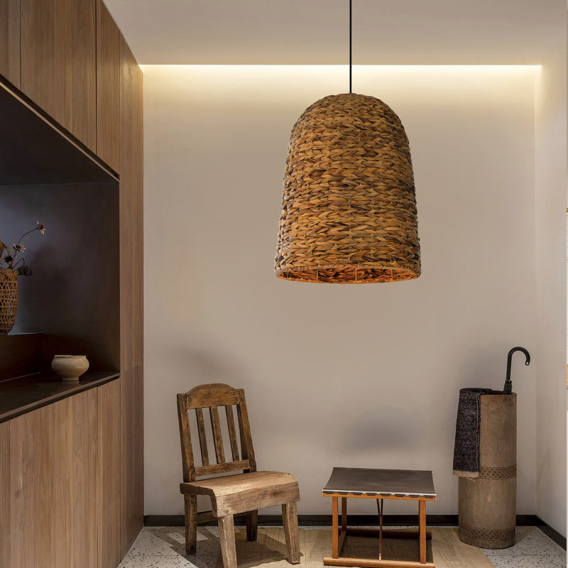 Kitchen Island Chandelier Hand-woven Rattan Pendant Lampshade
