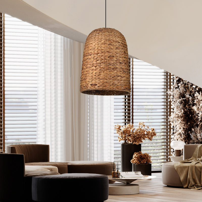 Kitchen Island Chandelier Hand-woven Rattan Pendant Lampshade