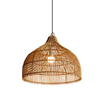 Simple Hand-woven Rattan Pendant Light Dining Room Kitchen Hanging Lamp