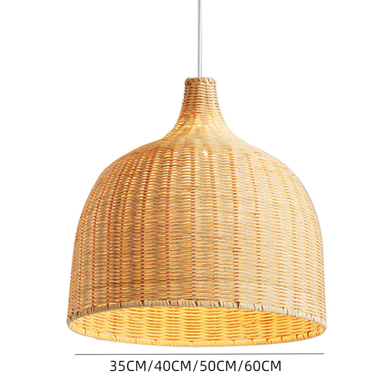 Bohemian Pendant Lampshade Rattan Woven Pendant Light Hand-Woven Wicker Lamp