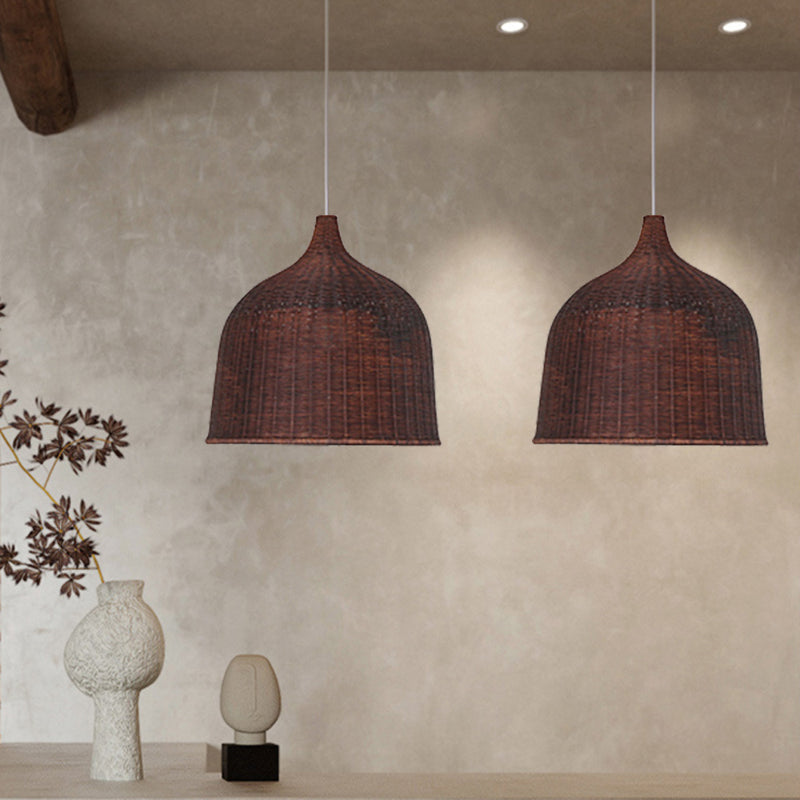 Bohemian Pendant Lampshade Rattan Woven Pendant Light Hand-Woven Wicker Lamp