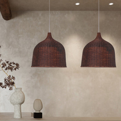 Bohemian Pendant Lampshade Rattan Woven Pendant Light Hand-Woven Wicker Lamp