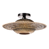 Load image into Gallery viewer, Black Bamboo Ceiling Light Flying Saucer Chandelier