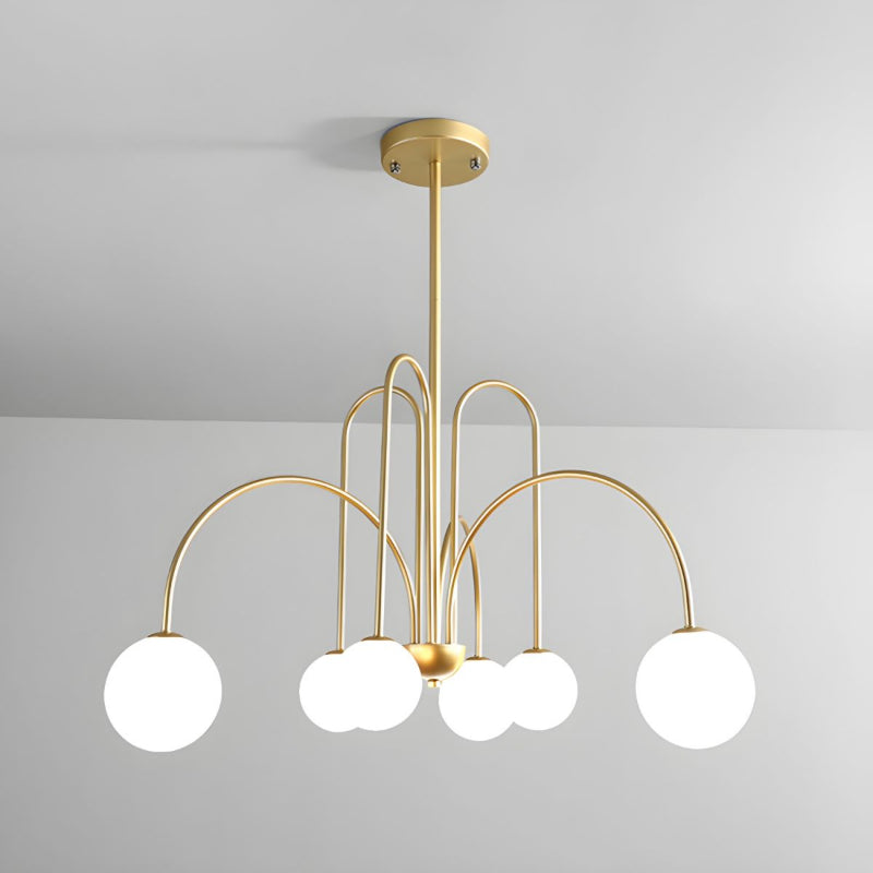 Modern Gooseneck Globe Chandelier - Mid-Century Black Arched Pendant Light