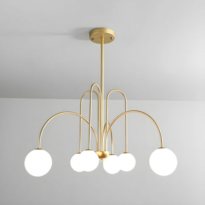 Modern Gooseneck Globe Chandelier - Mid-Century Black Arched Pendant Light