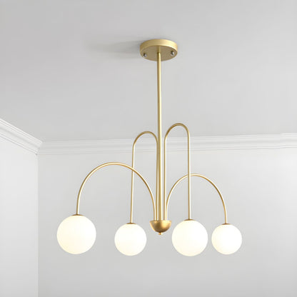 Modern Gooseneck Globe Chandelier - Mid-Century Black Arched Pendant Light