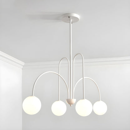Modern Gooseneck Globe Chandelier - Mid-Century Black Arched Pendant Light
