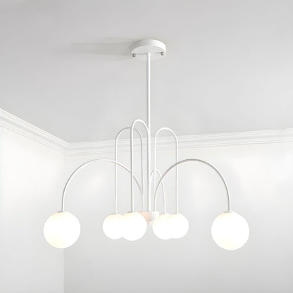 Modern Gooseneck Globe Chandelier - Mid-Century Black Arched Pendant Light