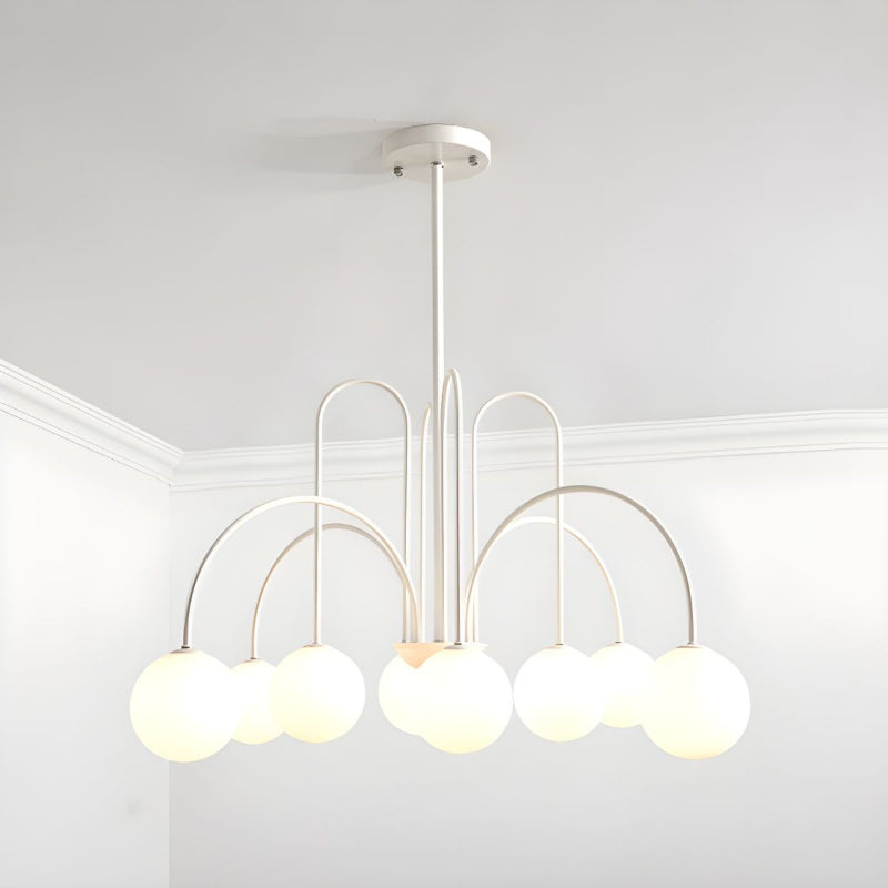Modern Gooseneck Globe Chandelier - Mid-Century Black Arched Pendant Light