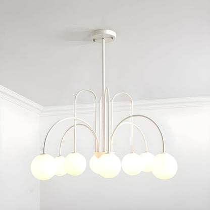 Modern Gooseneck Globe Chandelier - Mid-Century Black Arched Pendant Light