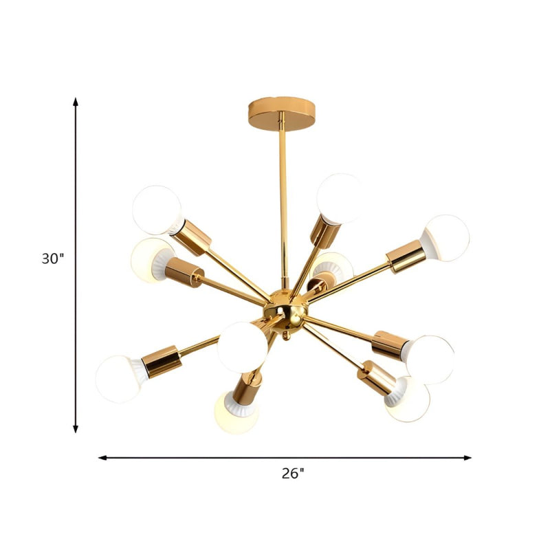 Modern Sputnik Chandelier - Mid-Century Gold Starburst Pendant Light