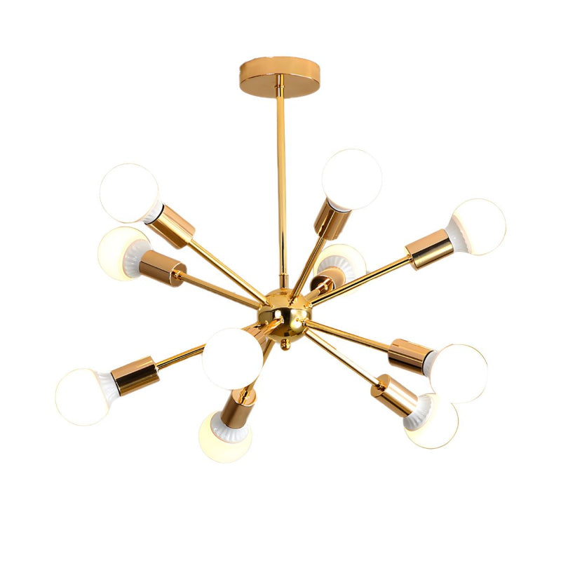 Modern Sputnik Chandelier - Mid-Century Gold Starburst Pendant Light