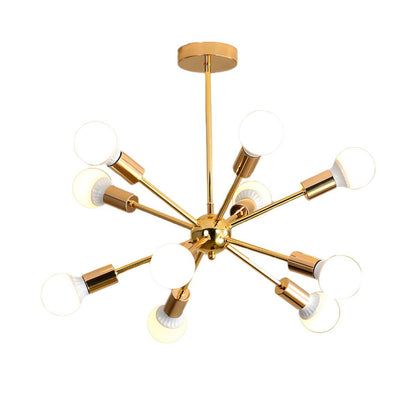 Modern Sputnik Chandelier - Mid-Century Gold Starburst Pendant Light