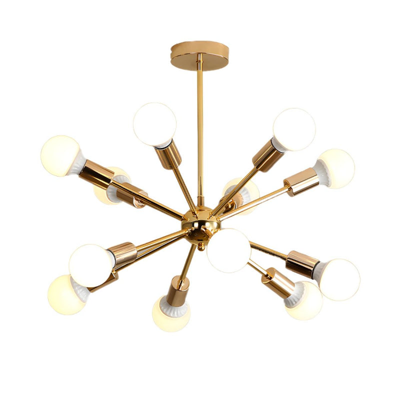 Modern Sputnik Chandelier - Mid-Century Gold Starburst Pendant Light