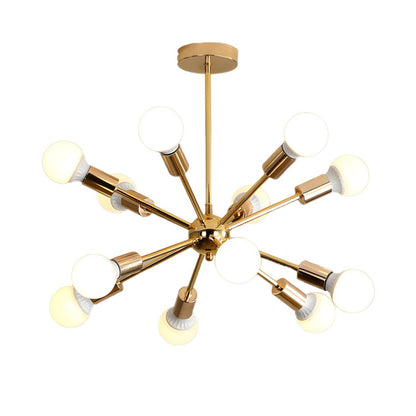 Modern Sputnik Chandelier - Mid-Century Gold Starburst Pendant Light
