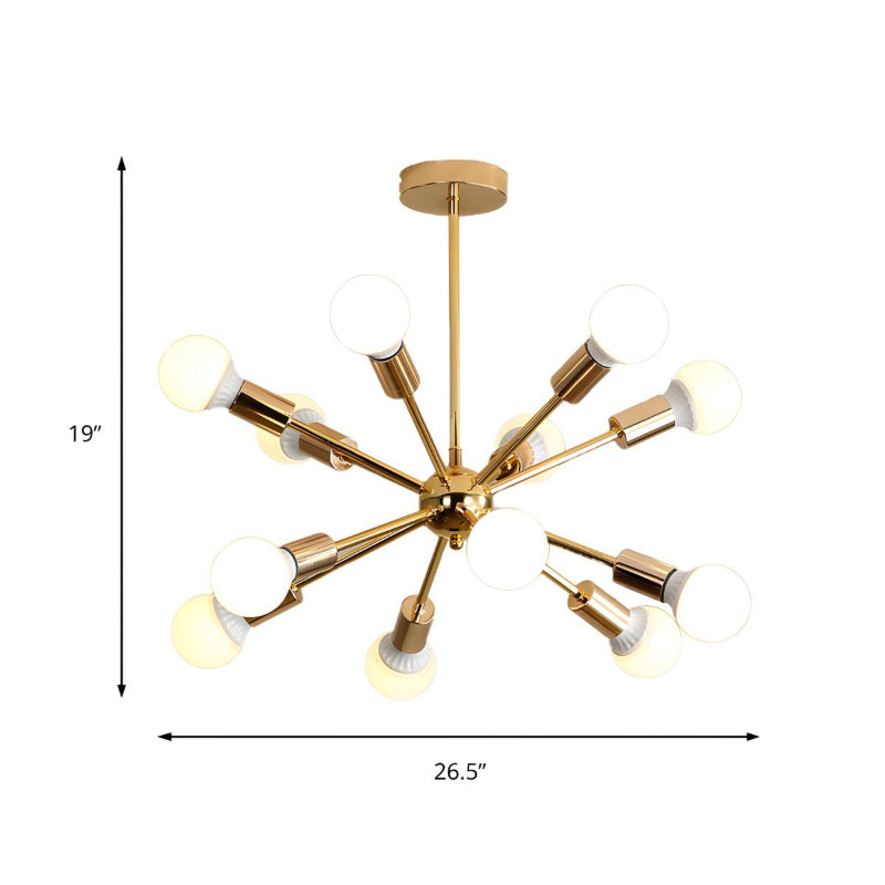 Modern Sputnik Chandelier - Mid-Century Gold Starburst Pendant Light