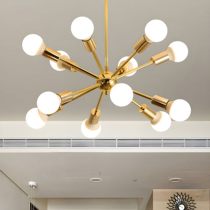 Modern Sputnik Chandelier - Mid-Century Gold Starburst Pendant Light