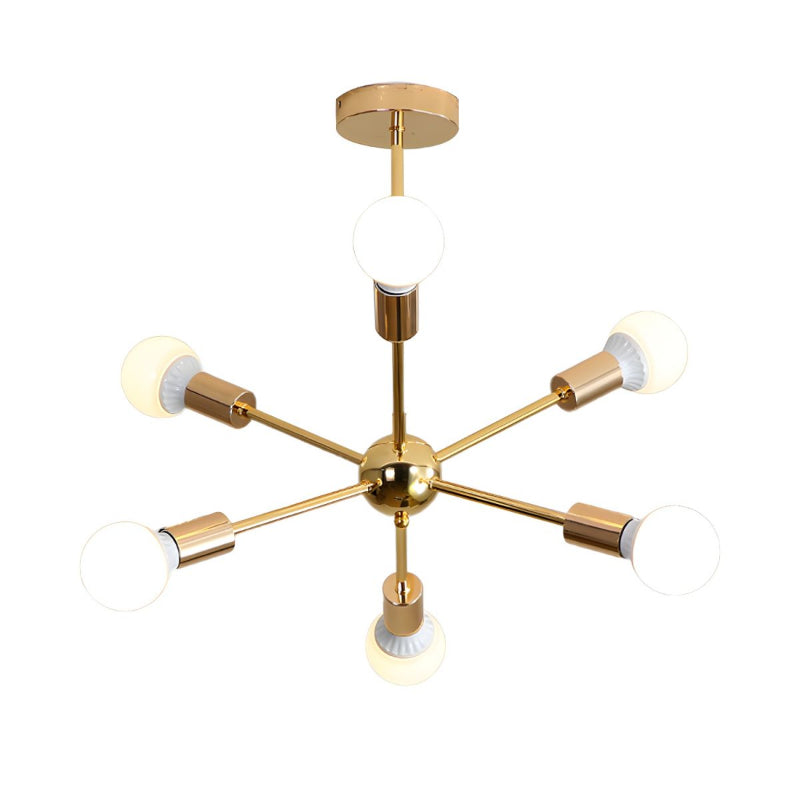 Modern Sputnik Chandelier - Mid-Century Gold Starburst Pendant Light