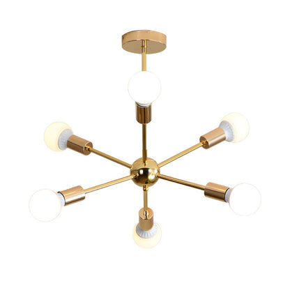 Modern Sputnik Chandelier - Mid-Century Gold Starburst Pendant Light