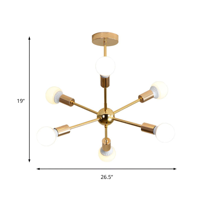 Modern Sputnik Chandelier - Mid-Century Gold Starburst Pendant Light