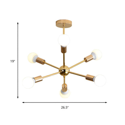 Modern Sputnik Chandelier - Mid-Century Gold Starburst Pendant Light